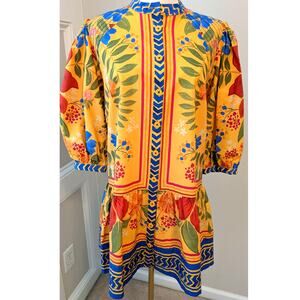 FARM Rio | Dresses | Farm Rio Cerrado Shortsleeve Belted Linen Mini Dress  Size Small Nwt | Poshmark